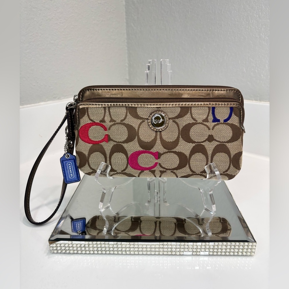 Coach Poppy Embossed Wristlet